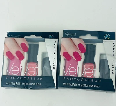 Lote de 2 Esmaltes de Uñas Pretty Woman Terciopelo Provocador Esmalte, Terciopelo Rosa, Cepillo Foto 1 de 4