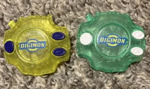 Digimon Plastic Digivice Plastic clip Bandai Translucent Yellow & Green Lot Of 2 - Picture 1 of 2