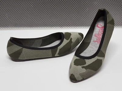 Jellypop чемпионов вязаный памяти пены зеленый камуфляж серый размер 7,5 М балетки новый - Изображение 1 из 4