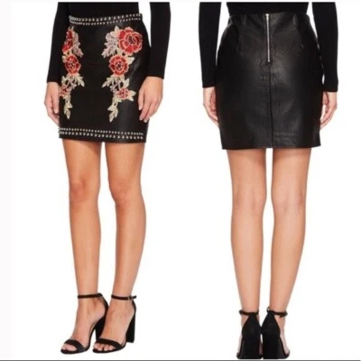 Minifalda ROMEO & JULIET Couture bordada imitación cuero talla M negra elegante 25-16 Foto 1 de 4