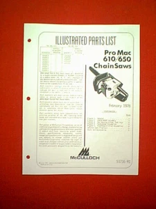 McCULLOCH CHAINSAW PRO MAC 610 & 650 PARTS MANUAL - Bild 1 von 1