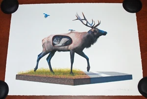 Josh Keyes Incubate 2010 Art Print Wildlife Elk Deer Poster S/# 50 Wolf Poster - Picture 1 of 6