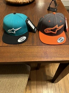 Alpinestars Classics SnapBack Hats 2 Total Teal And Orange New With Tags - Picture 1 of 11