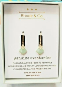 Kohl's Rhode & Co. Women's Silver Plate Genuine Adventurine Earrings Lever Back  - Picture 1 of 5