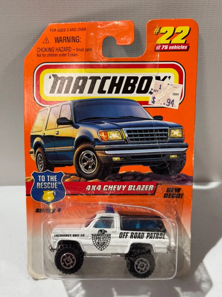Matchbox 4 x 4 Chevy Blazer белый OFF ROAD PATROL к спасению серии #22 новый - Изображение 1 из 3