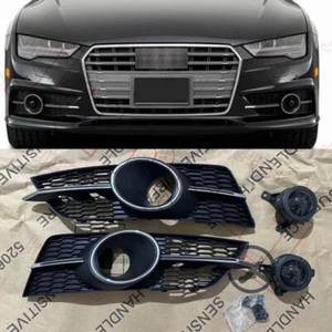 A Set Front Bumper Fog Light Grille Cover w/ACC For Audi A7 S-Line S7 2016-2018 - Picture 1 of 13