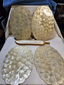 4 Tovagliette Vintage Shell Artigianali Sughero Smerlato Posteriore 18,5” X 12,5” Dave Ford Pod - Foto 1 di 12