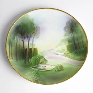 Antique Hand Painted Nippon Porcelain Scenic Charger Wall Plaque - Picture 1 of 3