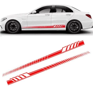 2ER Auto Seitenstreifen Aufkleber Sport Racing Streifen Dekorstreifen Dekor Rot - Bild 1 von 5