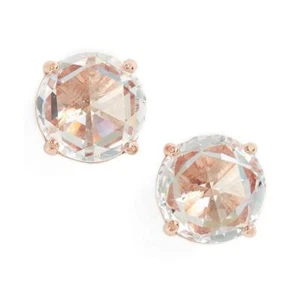 NWT Kate Spade Bright Ideal Round Stud Earrings Clear Rose Gold CZ - Imagen 1 de 5