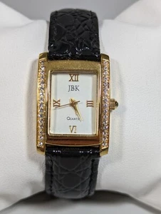 JBK Jacqueline Kennedy Tank Watch Women Gold Tone Pave New Battery 6 inches - Picture 1 of 5