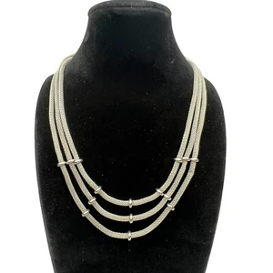 Vintage Signed ANNE KLEIN Mesh Silver Tone Triple Strand Statement Necklace 16” - Picture 1 of 10