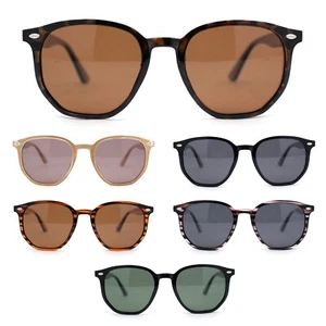 Mens Polarized Thin Plastic Horn Rim Hipster Rectangle Retro Sunglasses - Picture 1 of 25