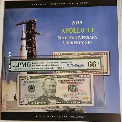 2019 Apollo 11 50th Anv Currency Set PMG 66 EPQ PMG ERROR read description T8740 - Image 1 of 4