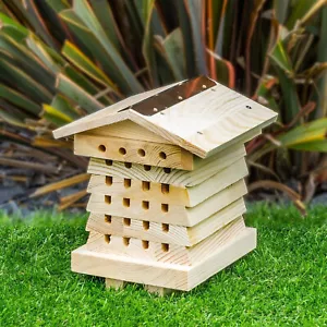 Maison à insectes en bois abeilles en bois naturel abri à insectes jardin nichoir hôtel - Photo 1/5
