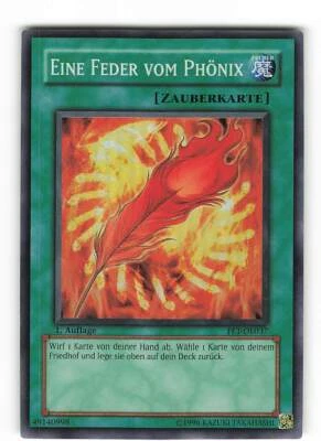 Yugioh EINE FEDER VOM PHÖNIX , fet-de037 Super Rare deutsch Near Mint 1. Auflage - Bild 1 von 2