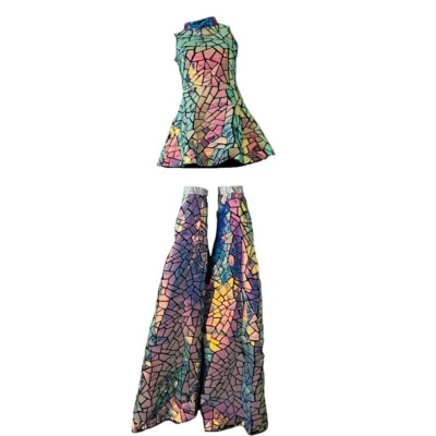 Mirror Sequins Dress Stilts Walker Pants Women Bar Nightclub Stage Wear Party - Image 1 of 4