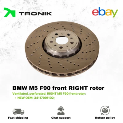 Новый подлинный BMW M5 F90 спереди 395 x 36 правый диск 34117991102 вентилируемый - Изображение 1 из 3
