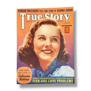 True Story Magazine Sept 1938 Deanna Durbin Cover Vintage 1930s Womens Lifestyle - Picture 1 of 11