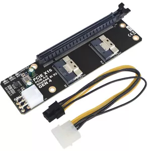 2Port SlimSAS 8i x2 to PCIe4.0 x16 Slot Adapter GEN4 for Network Card 6Pin Power - Picture 1 of 9