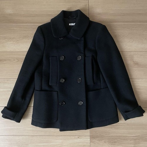 MIU MIU MIUMIU cappotto donna lana vergine cappotto corto nero taglia 38 buone condizioni