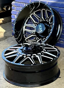 22'' XM 900 Black Milled Dually Wheels 35'' Tires 8X210 Chevy GMC 3500 Rims New - Picture 1 of 7