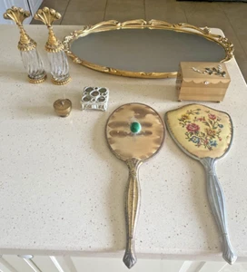 VTG Vanity Lot French Style Perfume Bottles + Mirrors + Jewelry Box & More - Picture 1 of 18