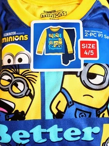 Illumination Minions Pajama Set Boy's Sz 4/5 2pc Bob Stuart Kevin Better Flannel - Picture 1 of 9