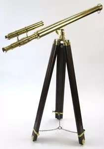 GTIFFITH TELESCOPIO IN OTTONE SU TREPPIEDE - TELESCOPIO SU TREPPIEDE IN LEGNO - NAUTICO - Foto 1 di 5