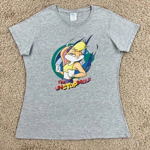 SPACE JAM Gray Lola Bunny Graphic Print Short-Sleeve T-Shirt Womens M 90s VTG - Picture 1 of 12