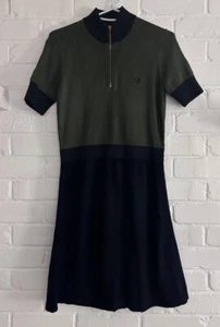 Fred Perry women’s dress New Mod Cute AF Style Ska Rockabilly Sz 6 Green/black - Picture 1 of 13