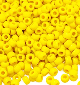 Auvoua 1000Pcs Pony Beads Bracelet 9Mm Yellow Plastic Barrel Pony Beads for Neck - Picture 1 of 5