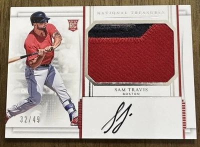 2017 National Treasures Materials Signatures Sam Travis Auto Jersey RC #d 32/49 - Image 1 of 2