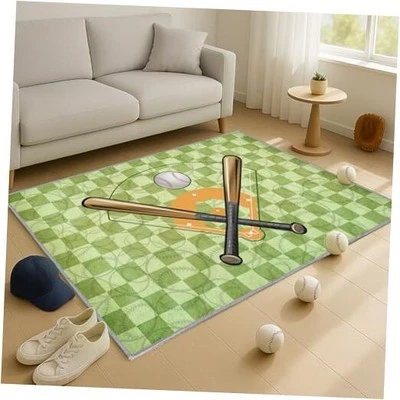 Alfombra de béisbol para dormitorio de niños, alfombras deportivas antideslizantes de 3'x5', decoración de béisbol para  Foto 1 de 4