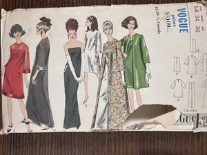 Vintage 1960’s Vogue A Line Evening Dress & Coat Sewing Pattern #6908 Uncut - Picture 1 of 4