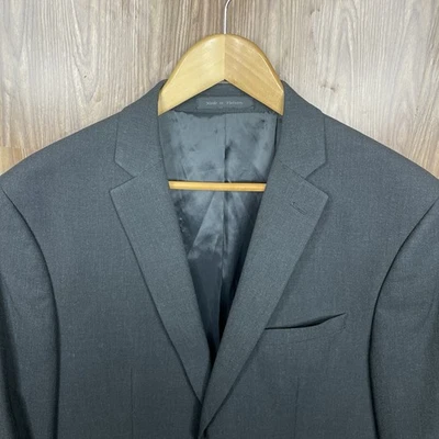 Van Heusen Flex Sport Coat Mens 44R Slim Gray Solid Polyester Double Vented - Image 1 of 4