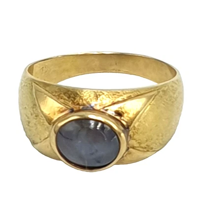 Anillo vintage de los años 60 de oro macizo de 18k piedra lunar hecho en Italia - Imagen 1 de 4