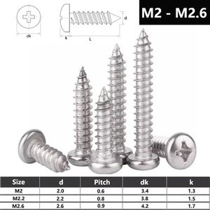 M2 M2.2 M2.6 CABEZA PAN PHILLIPS AGLOMERADO MADERA TORNILLOS A2 ACERO INOXIDABLE - Imagen 1 de 8