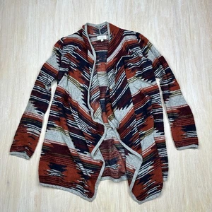 Lucky Brand Drape Front Aztec Open Front Western Waterfall Cardigan Sweater SM - Bild 1 von 14