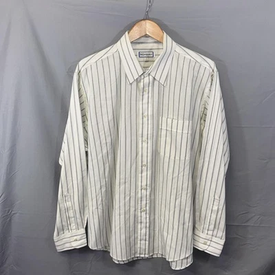 Camisa Yves Saint Laurent Para Hombre 17 34-35 Blanco Rayas Manga Larga Vestido Abotonado Foto 1 de 4