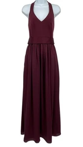 Vera Wang White Label Bow Halter Formal Dress Burgundy Gown VW360214 Pockets 4 - Picture 1 of 17