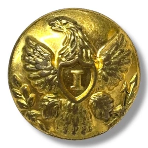 Post Bürgerkrieg US Infanterie Manschette vergoldet Knopf 15 mm D. Evans Co. Adlerschild "I" - Bild 1 von 2