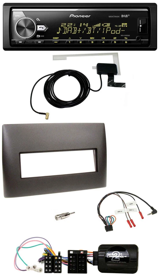 Pioneer Bluetooth DAB USB Lenkrad Autoradio für Fiat Stilo 2001-2007 schwarz - Bild 1 von 4