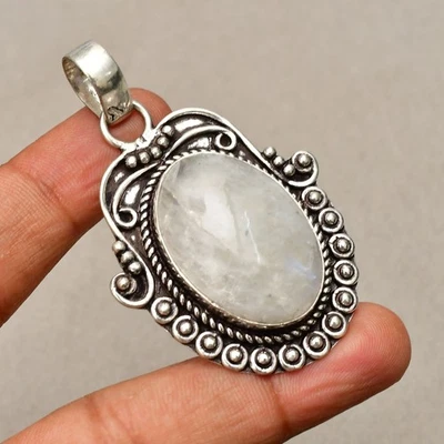 Ciondolo gioiello in argento sterling 925 fatto a mano con pietra di luna... - Immagine 1 di 4