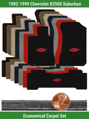 Набор ковриков Velourtex на заказ для 92-99 Chevy K2500 Suburban с логотипом (3 штуки) #BEJ - Изображение 1 из 4