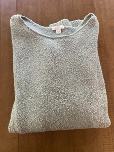 J Jill Women's Sweater XL light blue, round neck long sleeve Cozy silver threads - Picture 1 of 8