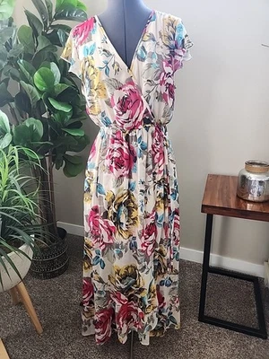 Maxi Vestido Boho Band of Gypsies Mujer Talla L Floral Chifón Manga Acampanada  Foto 1 de 4