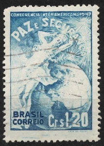 #672 RHM:C229 usado 1947 1,20Crs Brasil Paz y seguridad sobre el hemisferio occidental - Imagen 1 de 2