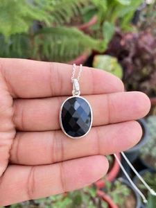Pendente Fatti A Mano In Argento Sterling 925 Con Gemma In Onice Nero S-41 - Foto 1 di 6
