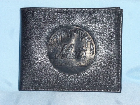 New York  NY METS   Leather BiFold Wallet   NEW   black Cover